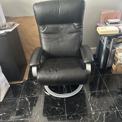 Custom real black leather full recliner