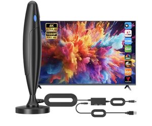 Antena de TV para Smart TV Interior, Antena Digital para Canales Locales, Soporte 4k 1080p con Base Magnética