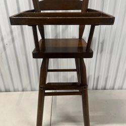 Vintage Wooden Doll High Chair 34” Pullover Tray Good Condition. Used in good condition with some cosmetic blemishes associated with age and usage. Th