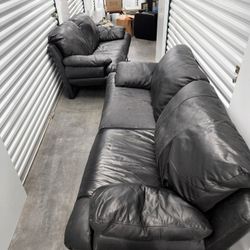 Black Leather Couches (Very Sturdy)