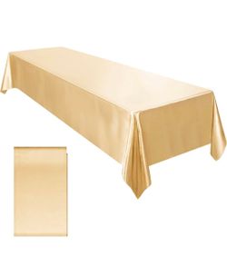Ruisita Satin Party Tablecloth Table Cover 58 x 102 Inches Wedding Rectangle Bright Silk Cover Smooth Fabric Tablecloth Table Decor for Wedding Banque
