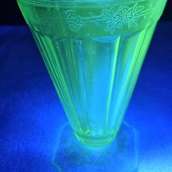 Jeannette Glass "Adam" green depression glass footed tumbler