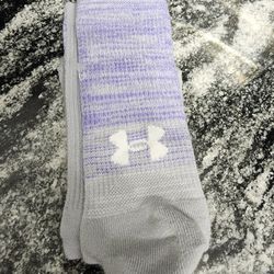Mens Under Armour Phantom Crew Sock Grey/Purple New no tags but plastic piece still in 1 pair