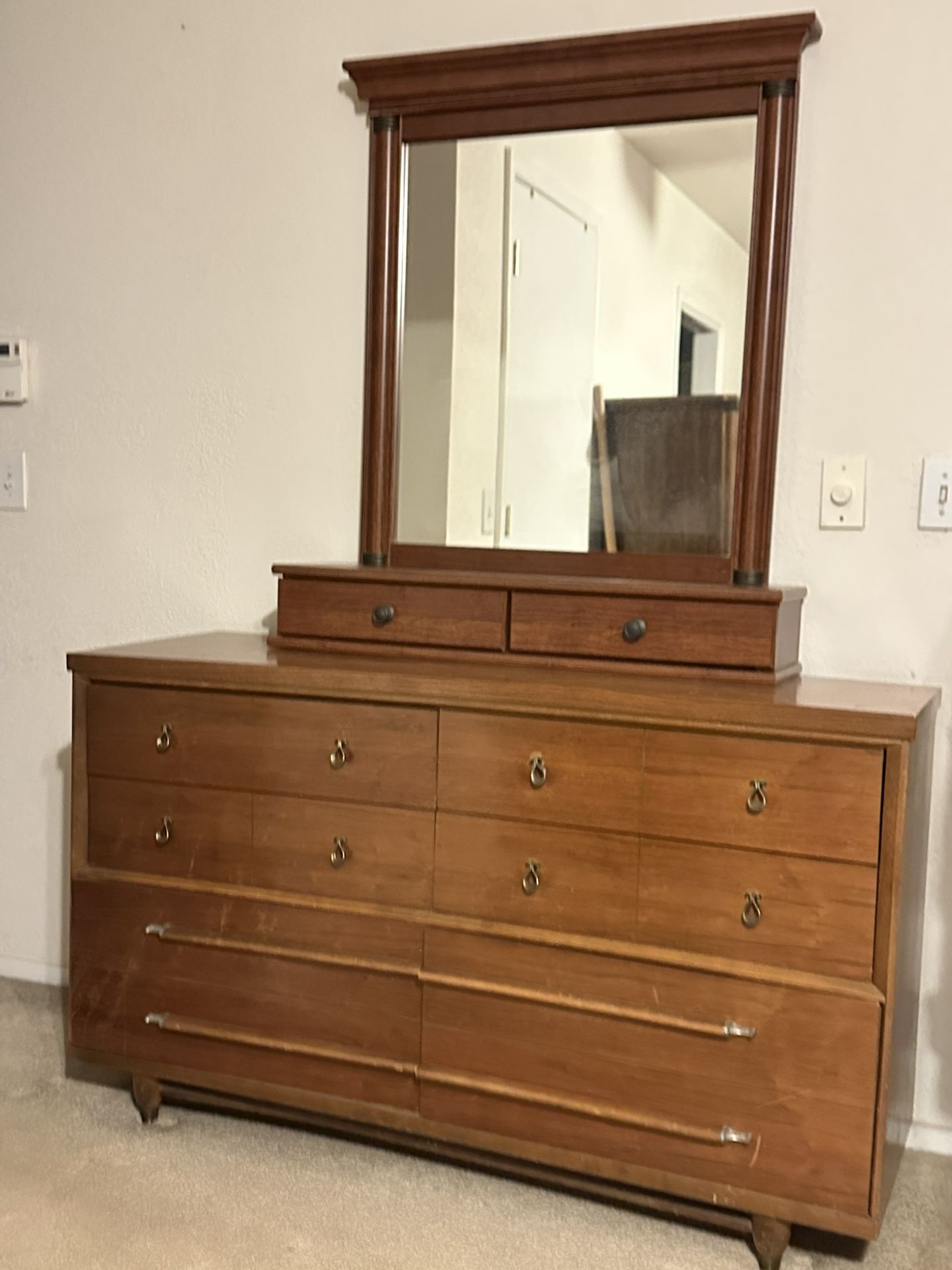 Wooden Dresser With Removable Mirror 