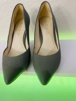 ALDO Women’s Gray Pointed Toe Stiletto Slip On Pump Embossed Leather 7.5