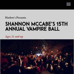 Two Tickets To Vampire Ball At Harlow's TONIGHT