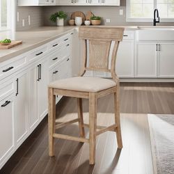 Linon Rylan Counter Height Bar Stool – Gray Wash (26")