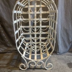 Vintage 15 bottle wrought iron wine rack
