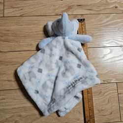 Blankets & and Beyond Blue White Elephant Lovey Baby Security Blanket  Plush 13" / *Pre-Owned 