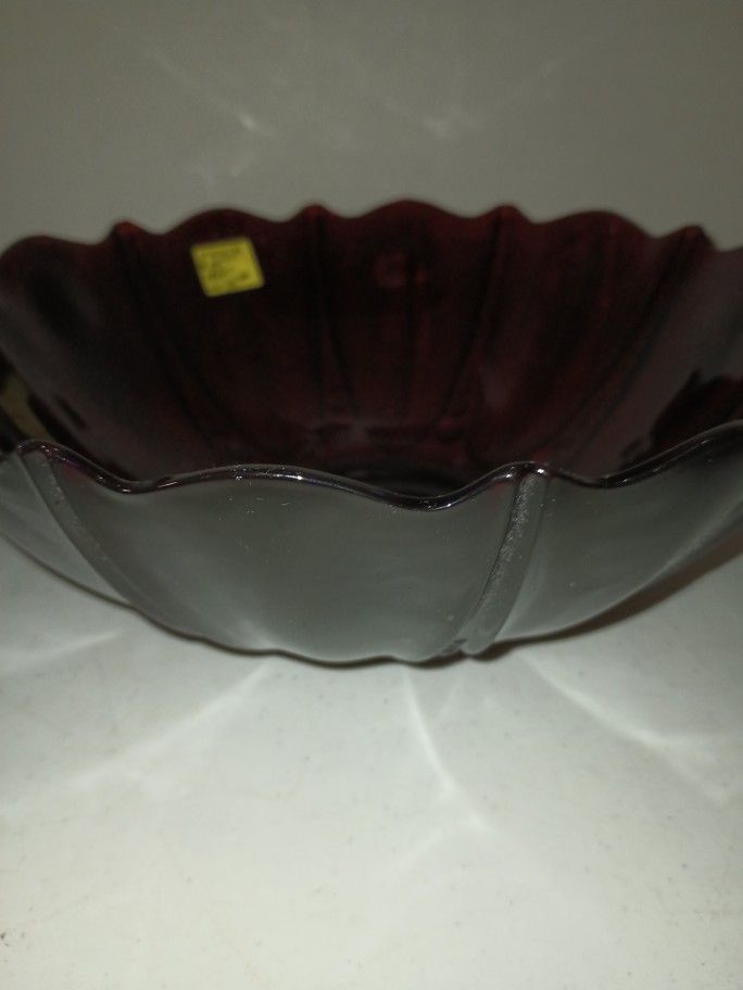 Rare Vintage 1940s Anchor Hocking Deep Red Ruby Glass Bowl