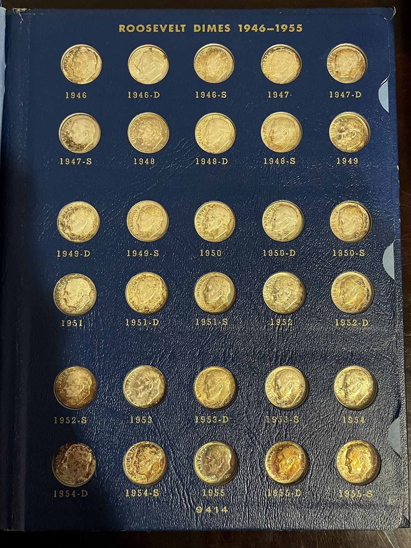 SILVER DIME complete set Roosevelt Dimes - 90% Silver! 1946—1964, All 48 coins for $129, Great Collection; not gold Morgan peace dollars