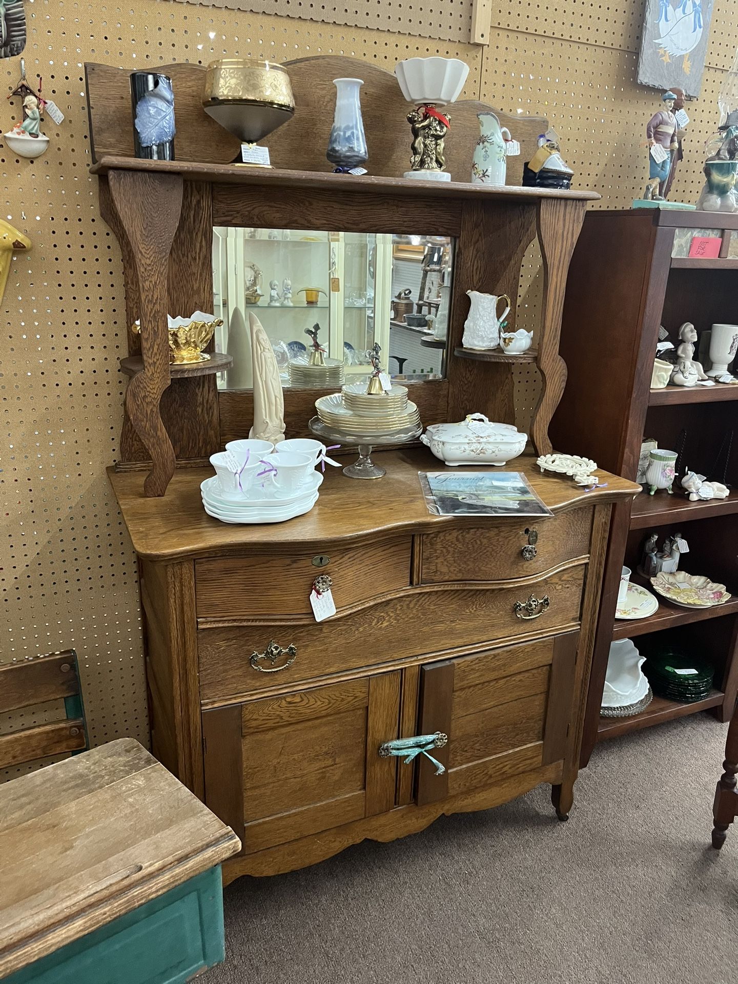 Antique Oak Sideboard Cabinet