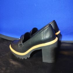 Jayjay Block-Heel Lug-Sole Penny Loafers Black (Size 8)