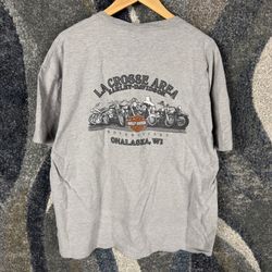 Harley Davidson La Crosse WI T-Shirt Mens XL Gray Dealer Tee