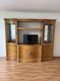 Beautiful Wood Wall Unit  & Oval Coffee Table