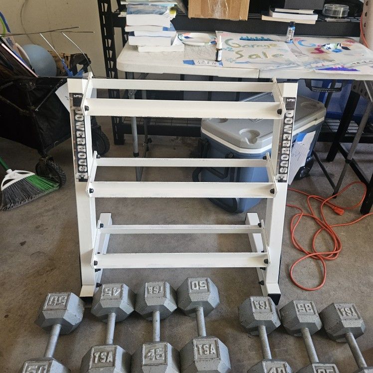 Solid Dumbells Set And Rack