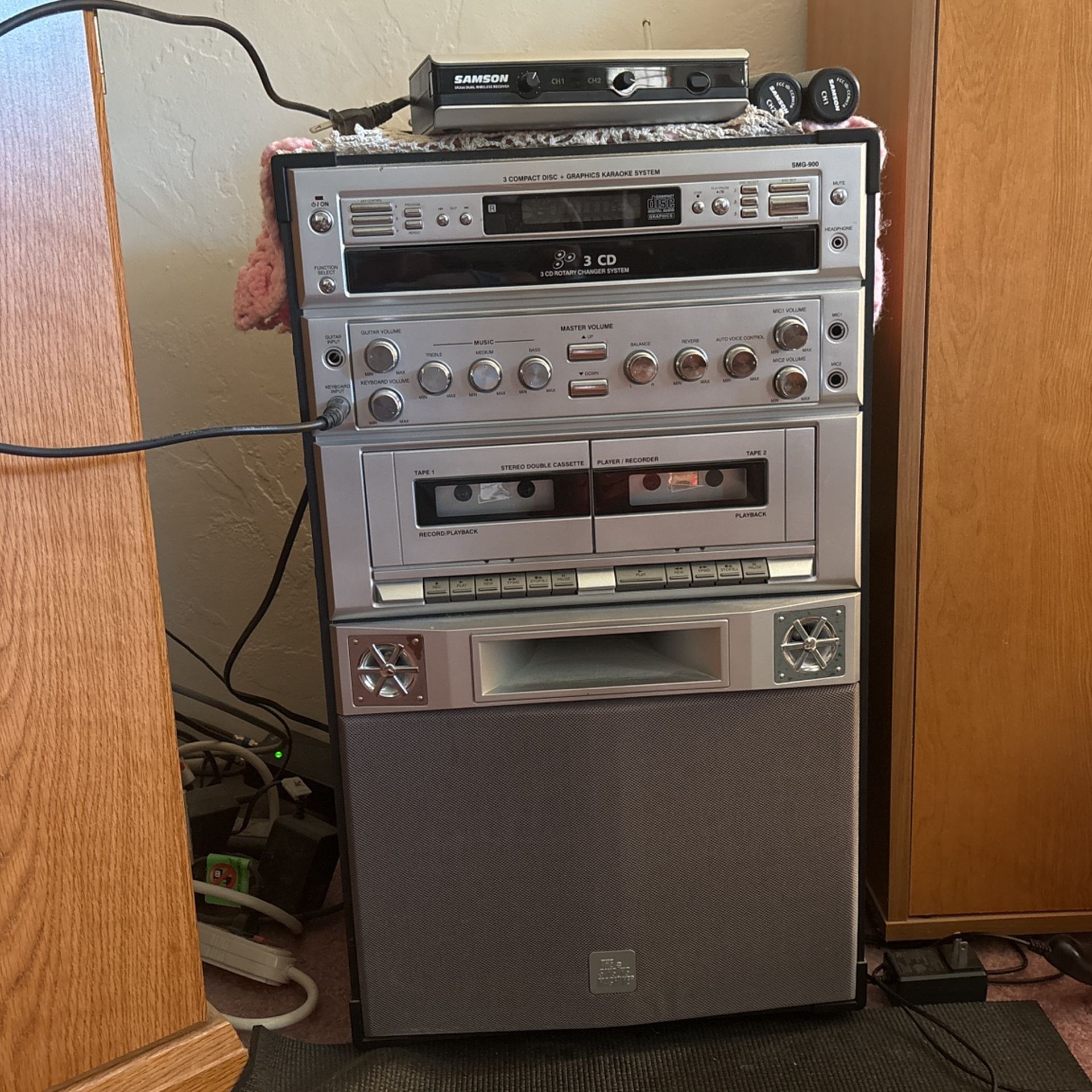 CD/Tape Karaoke Machine With Mics