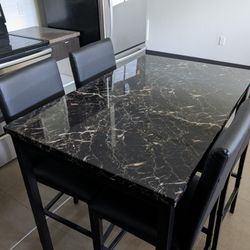 Black Tall Table + 4 Chair Dining Set