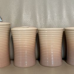 Ombre cream tan nude bathroom set soap dispenser 2 cups toothbrush holder