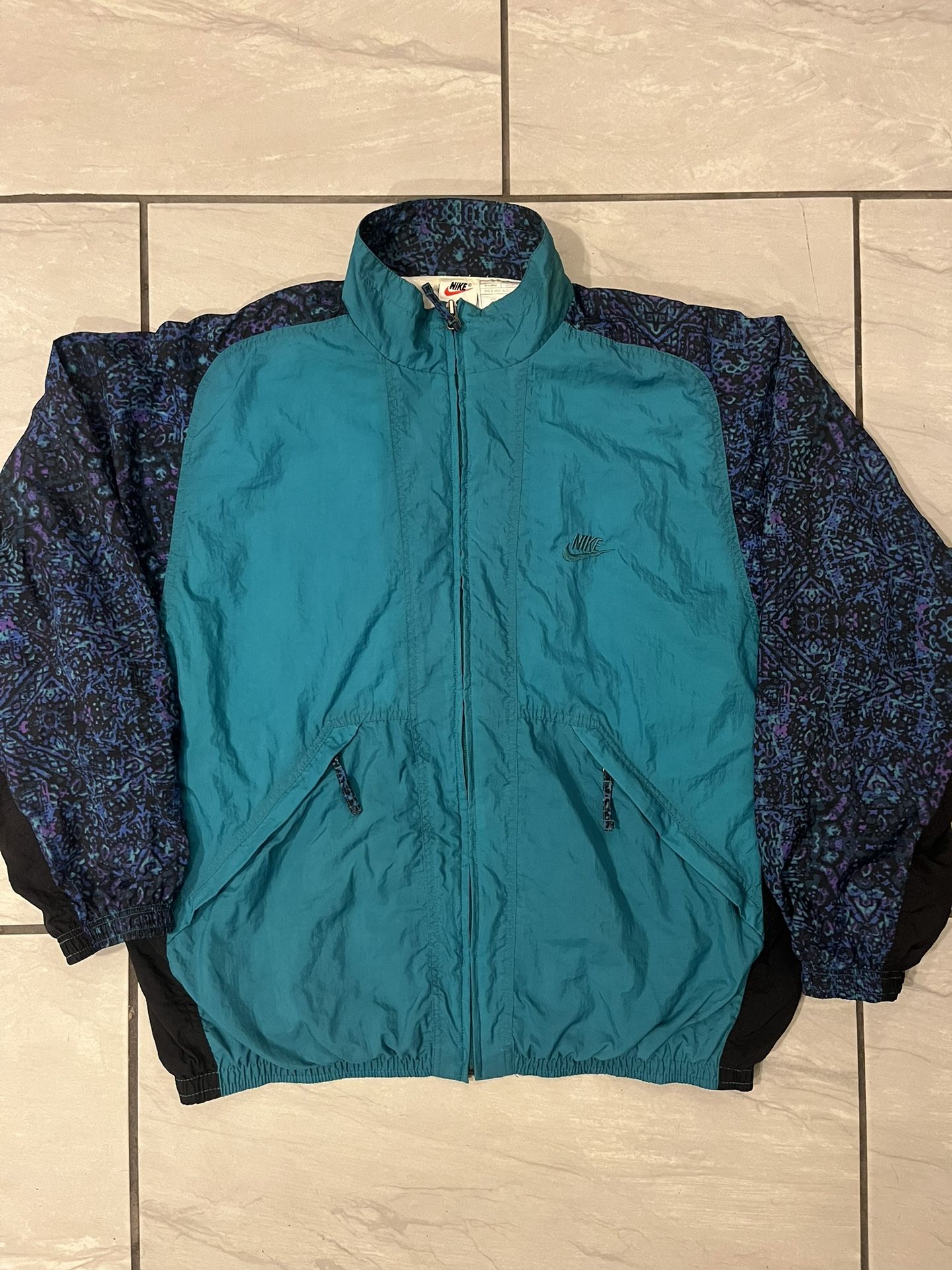 Nike Vintage 90s Wmns Sz Large Full Zip Turquoise Windbreaker Lined