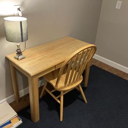 Desk, Chair, and Lamp