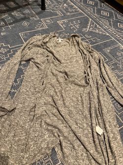 Gray Marled Open Front Cardigan