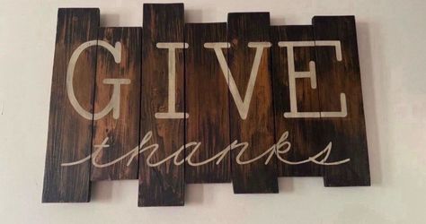 Wood Wall Art (Give Thanks) (30x20) Great Condition (PRICE IS FIRM)