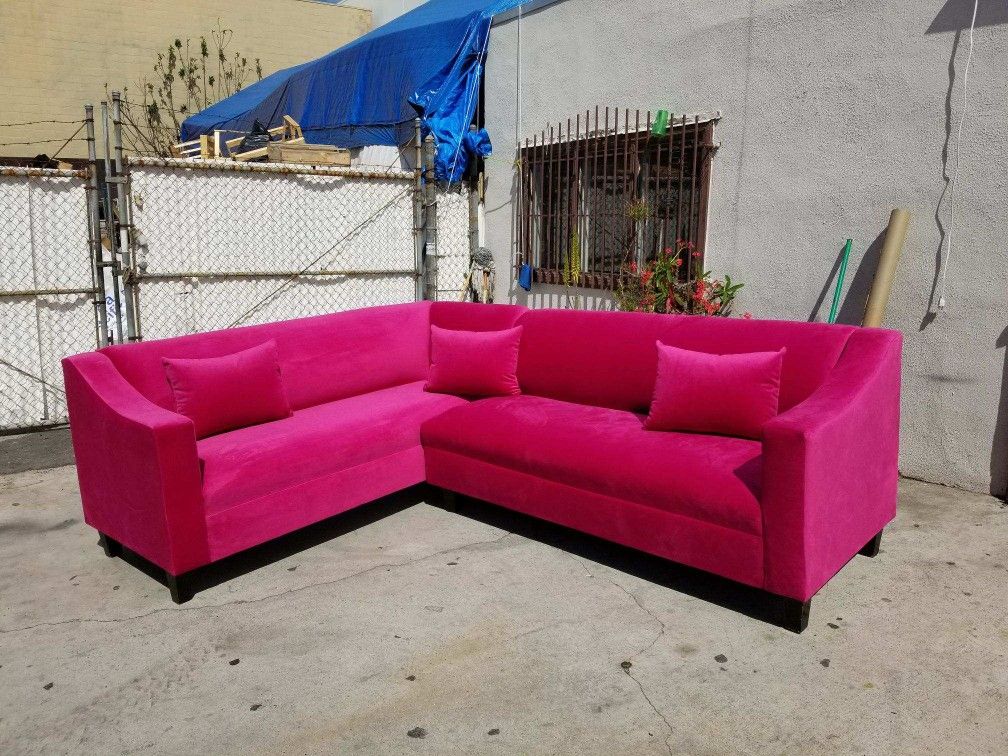New 7x9ft Pink Fabric Sectional Couches