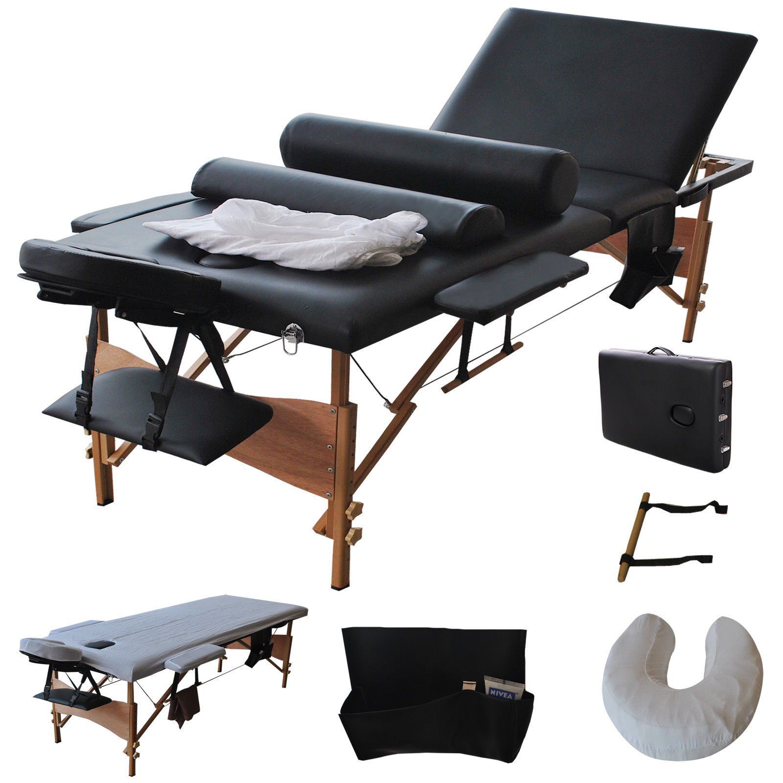 Brand New Costway 84"l 3 Fold Massage Table Portable Facial Bed W/sheet+cradle Cover+2 Bolster