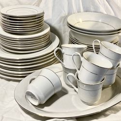 43 pc Classic Gold China Set - Service for 8 plus Serving Dishes 