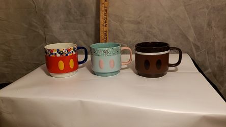 3 Walt Disney Mickey Mouse ceramic mugs