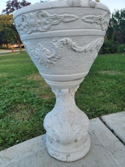 White planter concrete
