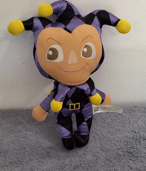 Bandai Jester Plush Doll – Purple & Black Harlequin Clown 2013 Soft Toy