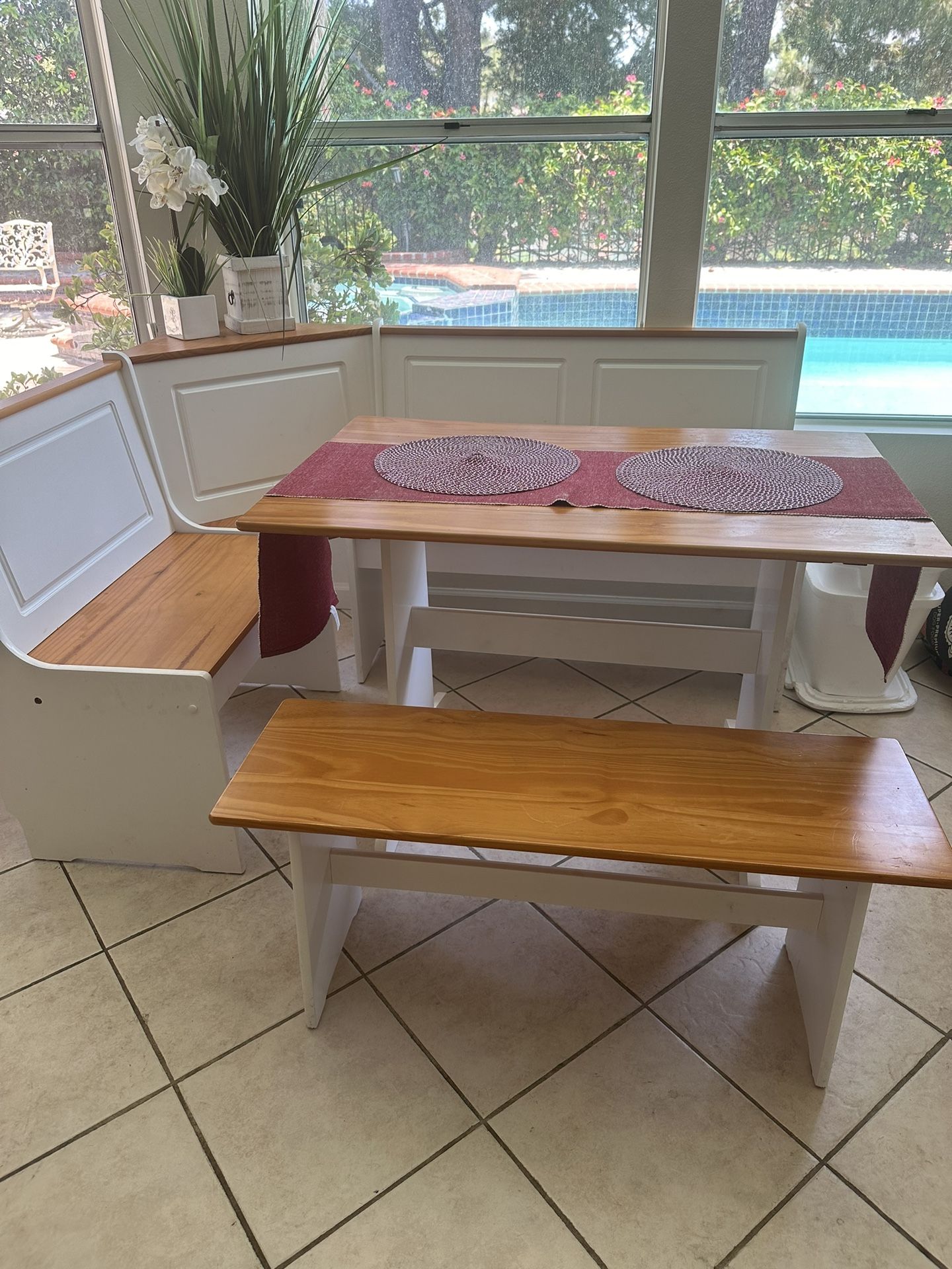 Alica 5 - Person Corner Pine Breakfast Nook with Hidden Storage