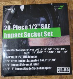 NEW 20-Piece 1/2" SAE Impact Socket Set with Case