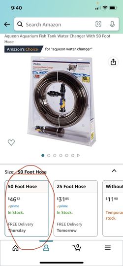 Aqueon Aquarium Fish Tank Water Changer With 50 Foot Hose