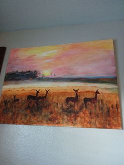 Large Oil Painting Serengeti Antelope Scene