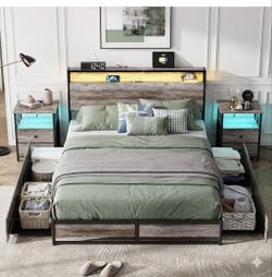 Bed frame and nightstands
