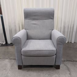 Grey Fabric Recliner with Rolled Arms