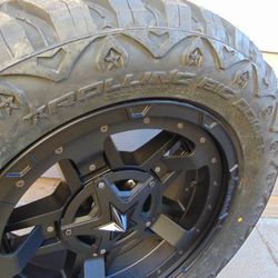 4 Brand NEW 20X9 Black XD Rockstar III Rims LT 33 12.50 20 RPB Mud Terrain 10ply Tires  *-12MM Offset* *6X5.5* *6X120*