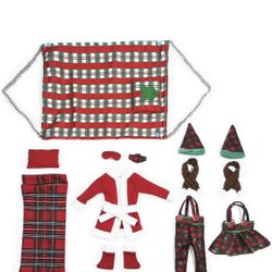 Brand New And Sealed Elf Accessories Clothes for Girls,Christmas Elf Pro Kit Include Elf Skirt Outfit Dress Santa Cloth for 12 Inch Doll