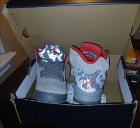 Nike Air Jordan 5 P51 Stucco Camo Fire Red GS 5.5Y/7W 440888-051 2017 Pair