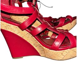 Red Wedge Sandal