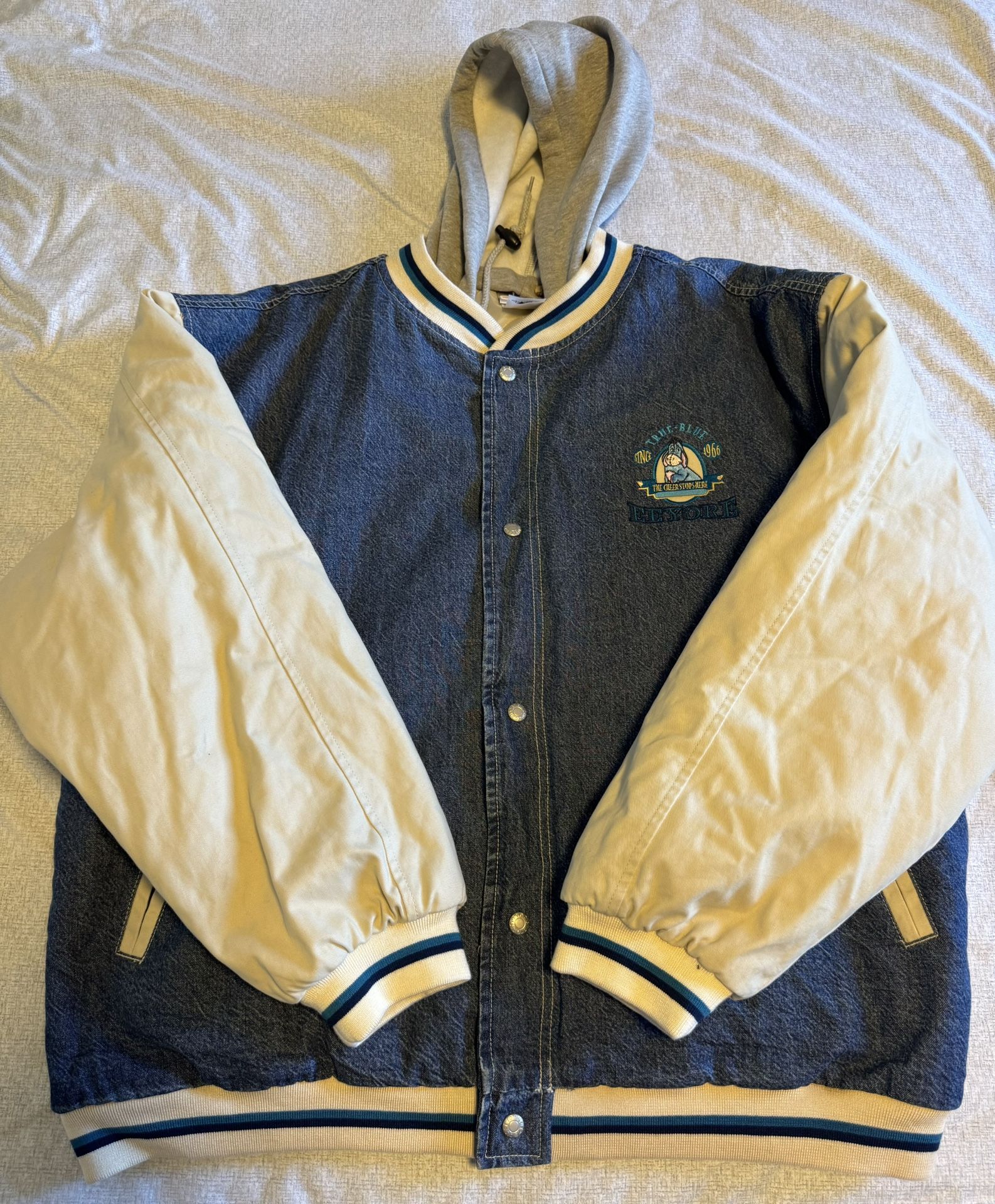 Eeyore Size XL Denim Varsity Y2K Jacket Double Sided Vintage The Disney Store