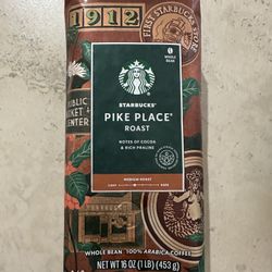 STARBUCKS PIKE PLACE MEDIUM ROAST WHOLE BEAN COFFEE, 1LBS, NEW