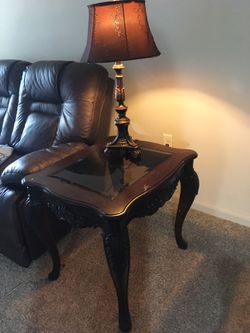 2 wood and Glass Large Luxury Side Tables