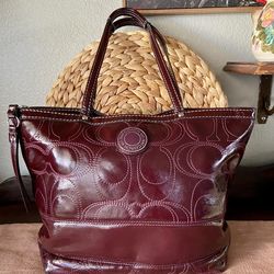 Vintage COACH Burgundy Patent Tote Purse