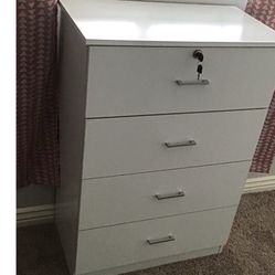 Dresser, Chest, Organizer , Storage Unit, White W Lock