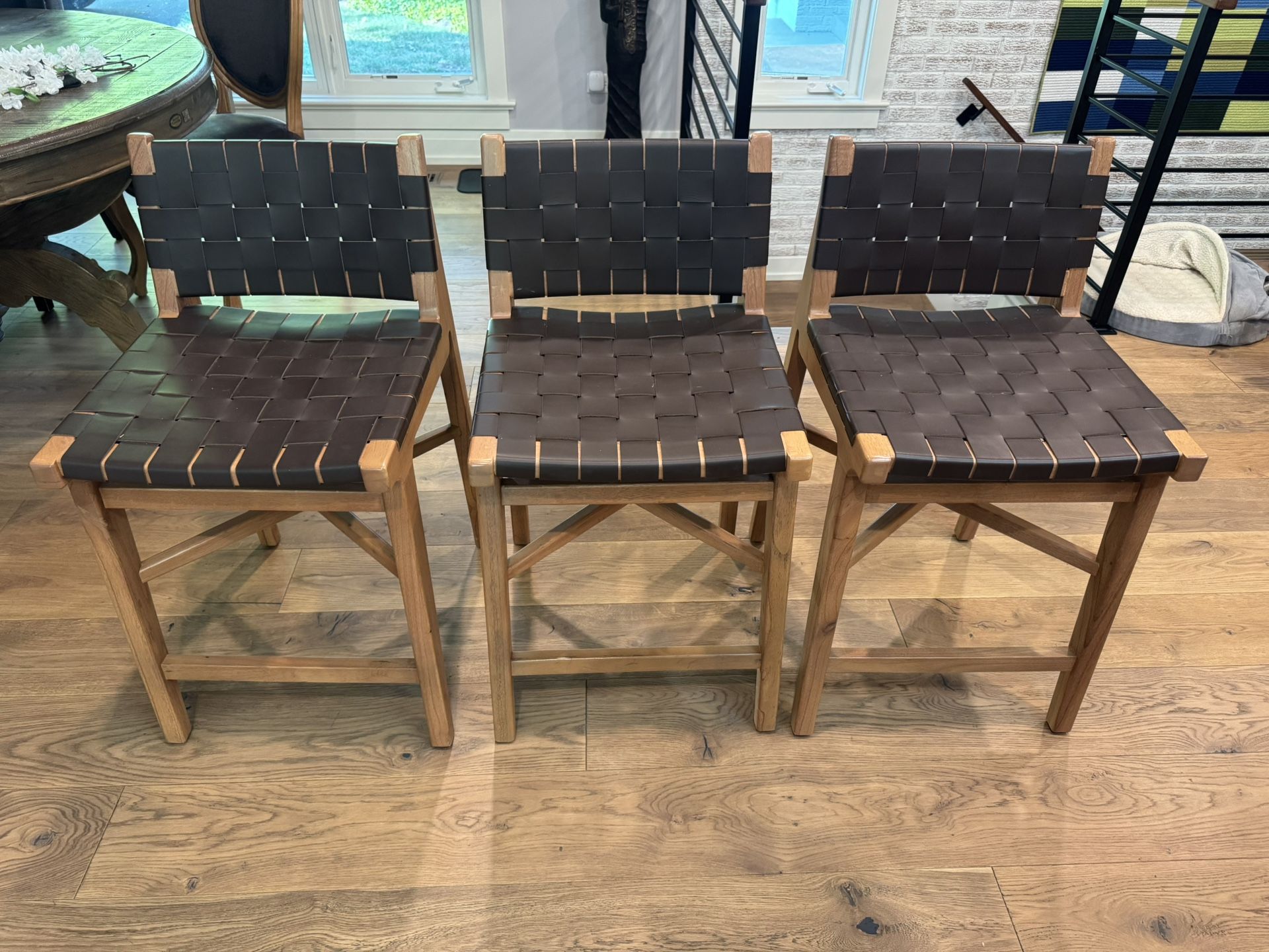 Set of 3 Crate and Barrel Taj counter stools. Glen Ellyn pick up.