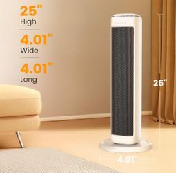 25-Inch Indoor Space Heaters for Large Rooms – Electric Heater with Thermostat, Timer, Remote Control, and Overheat Protection – Oscillating Tower Hea